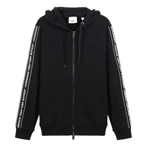 Burberry FW20 Logo Cotton hooded Zipper Sports Tops Black 